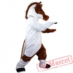 Brown White Piebald Horse Mascot Costume for Adult