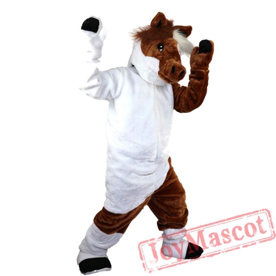 Brown White Piebald Horse Mascot Costume for Adult