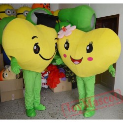 Yellow Love Heart Mascot Costume for Adult