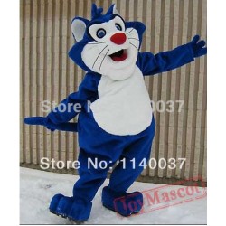 Blue Fat Cat Mascot Costume for Adult
