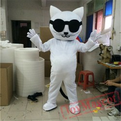 White Cat Mascot Costume for Adult