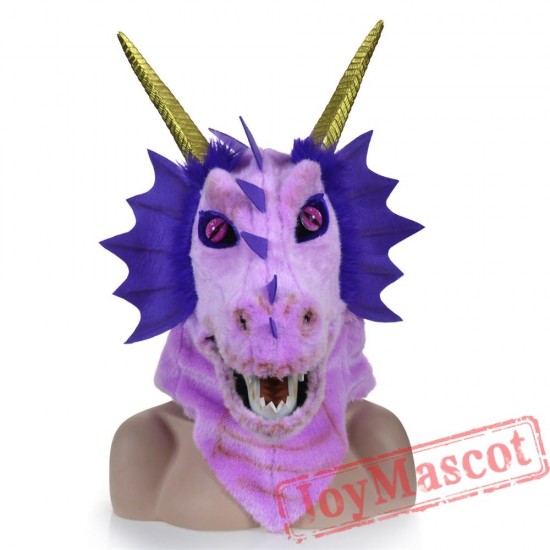 Animal Purple Dragon Fursuit Head Mascot Head