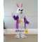 Easter White Bunny Rabbit Mascot Costume With Purple Jacket 