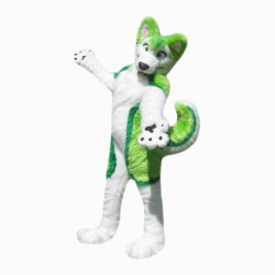 Plush Green Wolf Mascot Costume