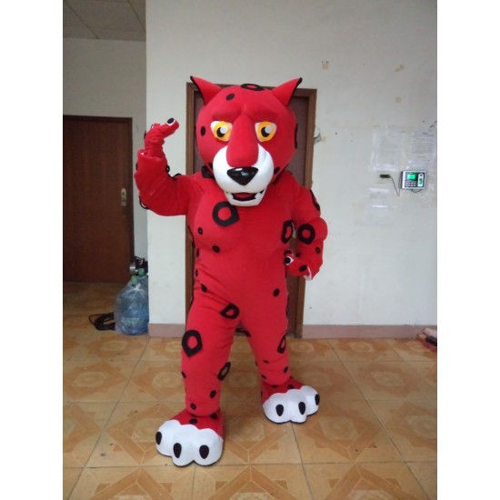 Red Cougar Mascot Costume Animal Mascot 