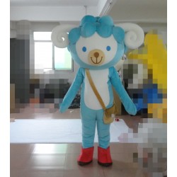 Sky Blue Sheep Mascot Costume