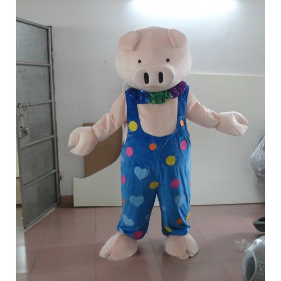 Blue Pig Mascot Costume