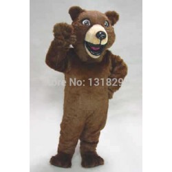 Happy Brown Furry Bear Mascot Costume