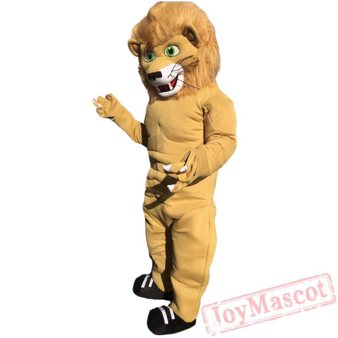 Deluxe Muscle Lion Mascot Costume Adult Size for Men & Women Animal Cartoon Costume for Halloween Christmas Party School Game 
