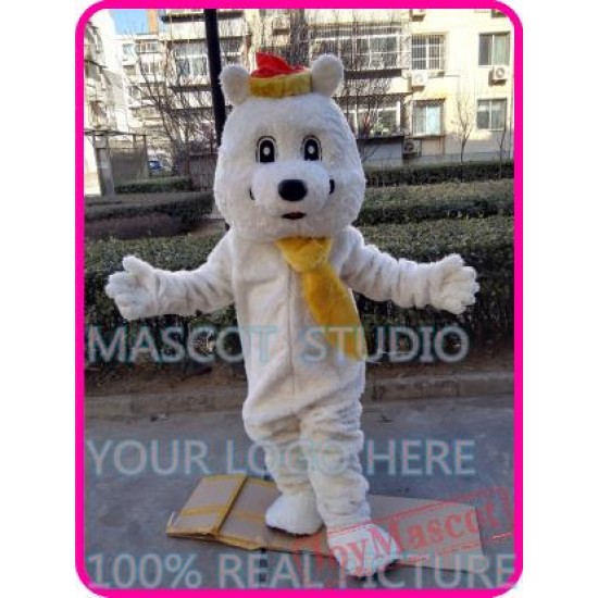 Plush White Polar Bear Mascot Costume