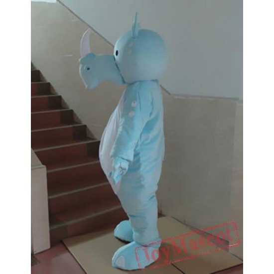 Cartoon Cosplay Animal Blue Rhino Mascot Costume