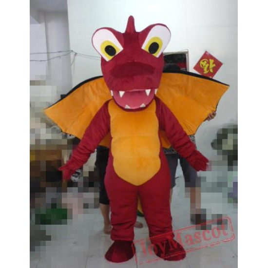 Dinosaur Cartoon Plush Fire Pterosaur Mascot Costume