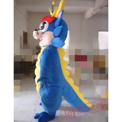 Cartoon Pass Little Blue Dragon Mascot Costume