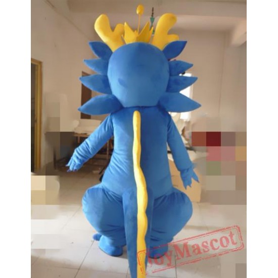 Cartoon Pass Little Blue Dragon Mascot Costume