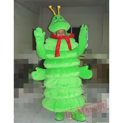 Cartoon Green Worm Mascot Costume