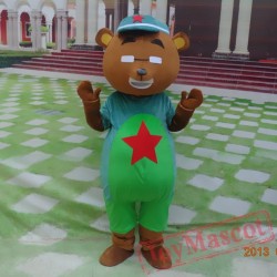 Cartoon Red Star Bear Mascot Costume