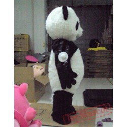Cartoon Long hair Panda Mascot Costume