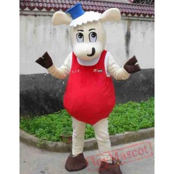Plush Cartoon Genius Sheep Mascot Costume