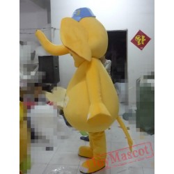 Cartoon Hat Yellow Elephant Mascot Costume