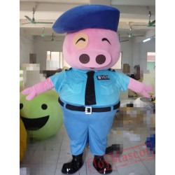 Cartoon Pig Police Mascot Costume