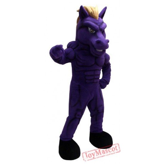 Purple Mustang Mascot Costume