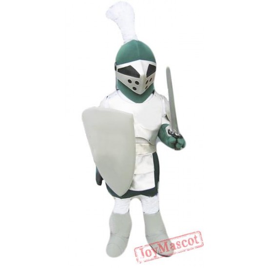 Green & Sliver Knight Mascot Costume