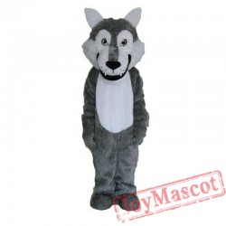 Gray Wolf Long Wool Mascot Costume