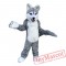 Long Gray Wolf Mascot Costume
