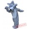 Long Plush Grey Wolf Mascot Costume