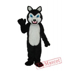 Long-Haired Black Wolf Mascot Adult Costume