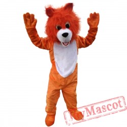 Plush Orange Wolf Mascot Costume