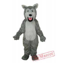 Small Long-Haired Gray Wolf Mascot Adult Costume