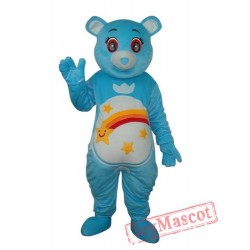 Flower Belly Blue Bear Mascot Adult Costume