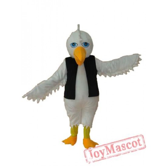 White Eagle In Black Vest Mascot Adult Costume