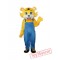 Yellow Tiger In Blue Overall Mascot Adult Costume