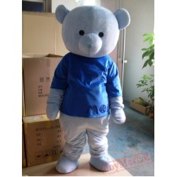Blue Bear Mascot Costume With T-Shirt