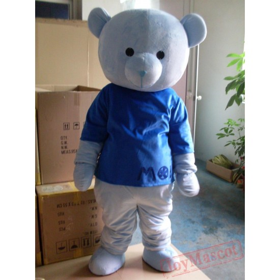 Blue Bear Mascot Costume With T-Shirt