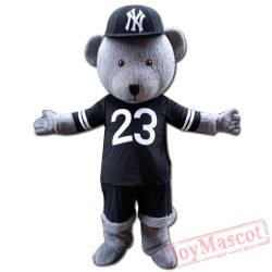 Grey Teddy Bear Mascot Costume For Adult