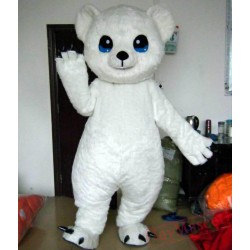 Big Eyes White Polar Bear Mascot Costume For Adult