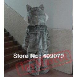 Grey Furry Adult Wolf Mascot Costume