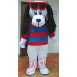 Black Furry Long Ears Puppy Dog Mascot Costume For Adult