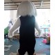 Plush Furry White And Black Puppy Dog Mascot Costume For Adult