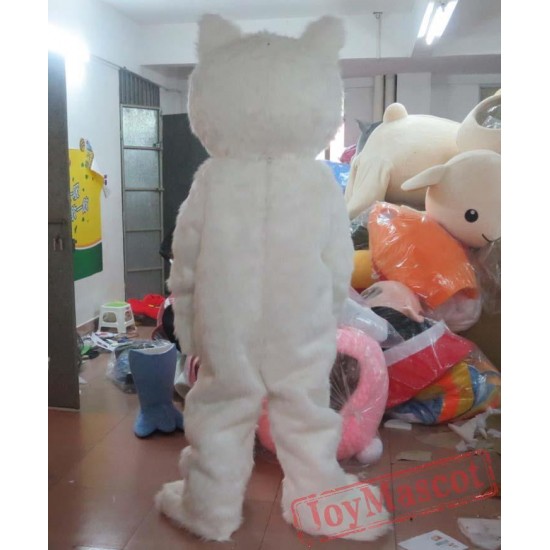 Furry White Cat Mascot Costume Adult Cat Costume