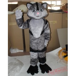 Furry Grey Cat Mascot Costume For Adults