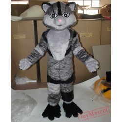 Furry Grey Cat Mascot Costume For Adults