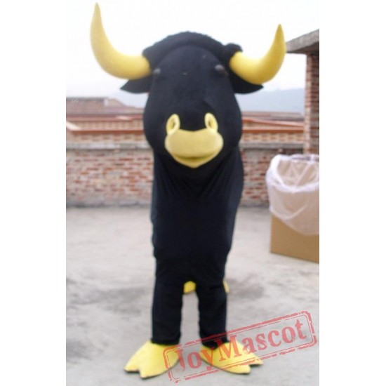 2 Persons Wear Black Bull Cow Mascot Costume For Adult