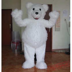 White Adult Plush Teddy Bear Mascot Costume