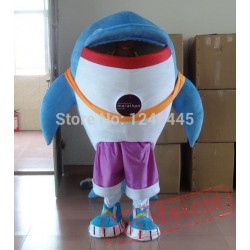 Hand Made Blue& White Dolphin Mascot Costume For Adult
