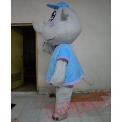 Grey Rhinoceros Mascot Costume For Adult