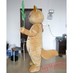 Adult Squirrel Mascot Costume With Green Leaf